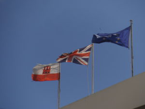 The Flag of Gibraltar, in the UK.